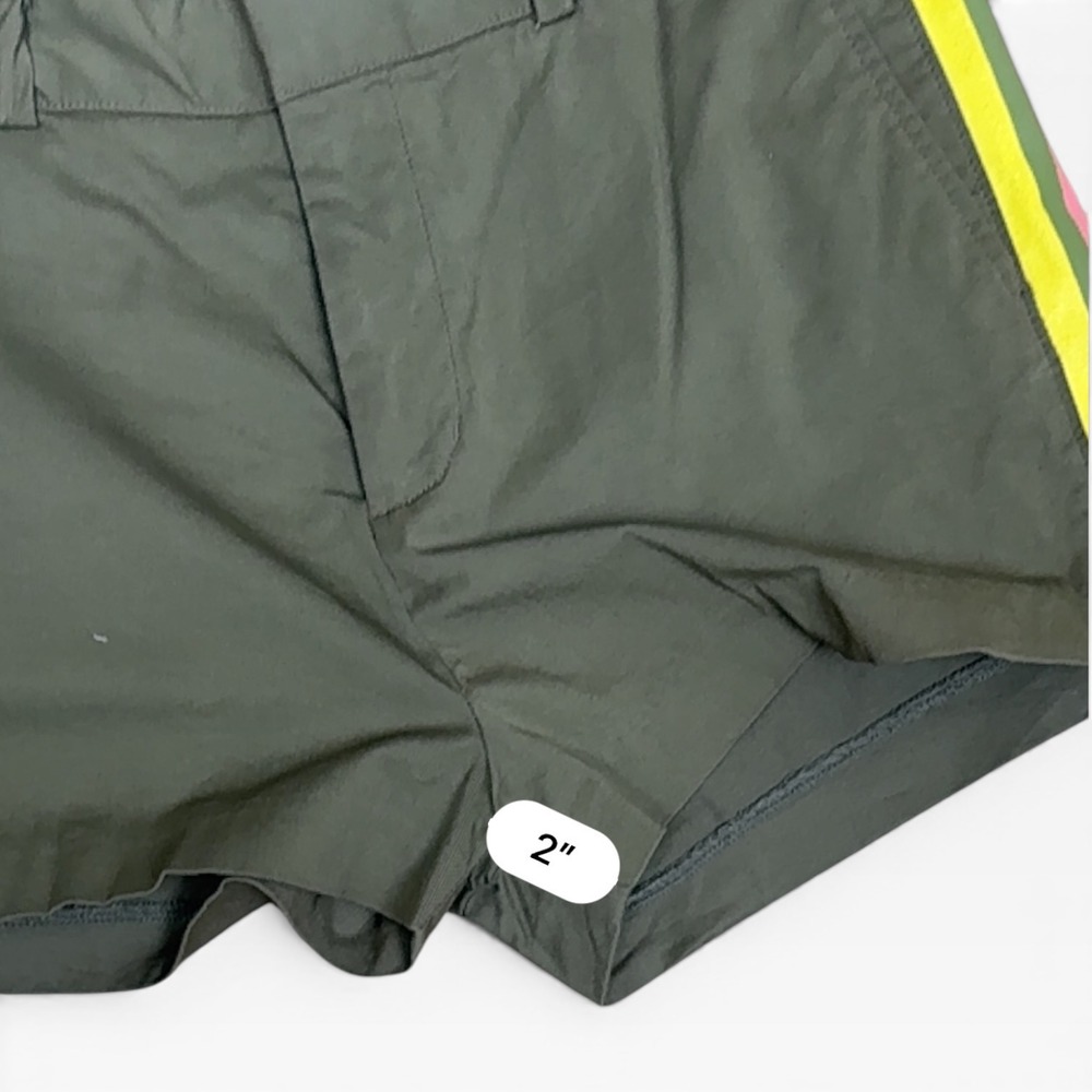 Le Superbe Racing Stripe Shorts Women 6 Olive Green Multi Color Side Tape Cotton - Picture 8 of 8